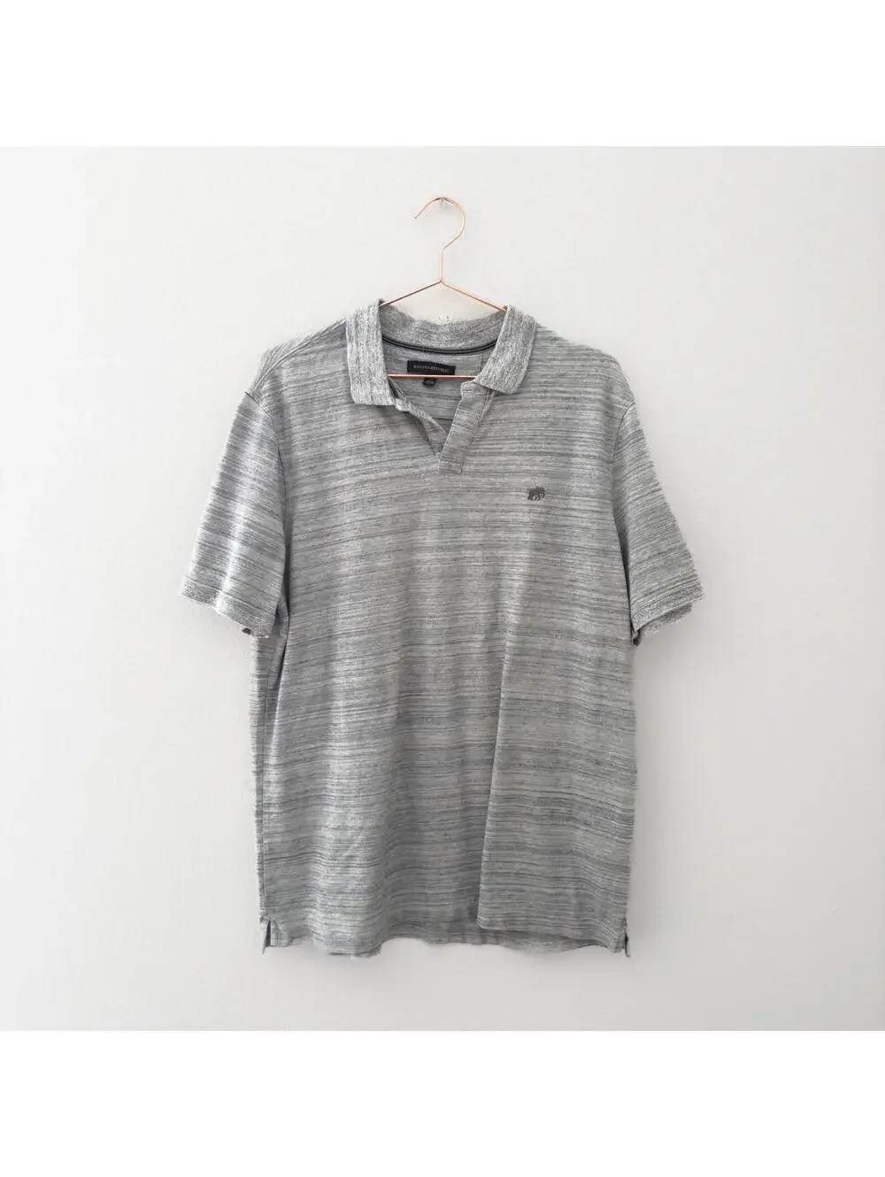 Banana Republic Grey Heathered Short Sleeve Polo Tee XL